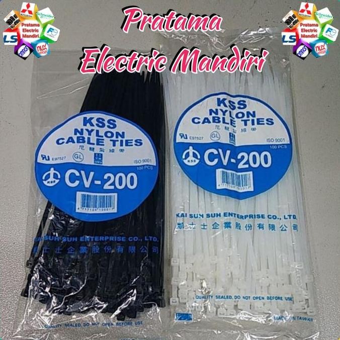 

Diskon! Cable Tie KSS CV-200S CV200 4.6mm x 200mm Putih Isi 100pcs Kabel Tis Nylon