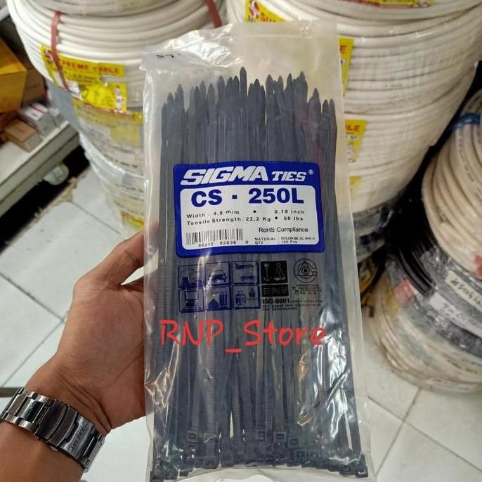 

Diskon! Kabel Ties Sigma CS-250L 25cm Hitam/Putih - Nylon Cable Tie Serbaguna
