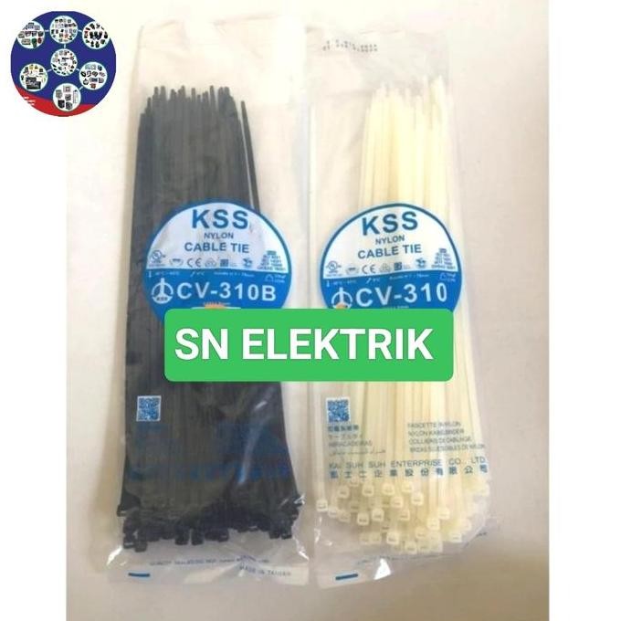 

Diskon! KSS Nylon Cable Ties CV-310 x 4.8mm 31cm Putih/Hitam - Isi 100pcs