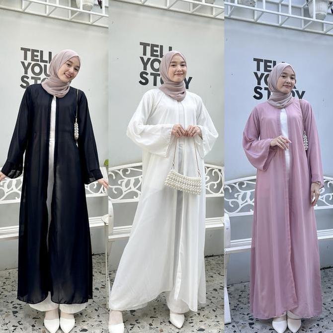 (Allthebest) Outer cardigan arwa abaya ceruty baby dol polos premium