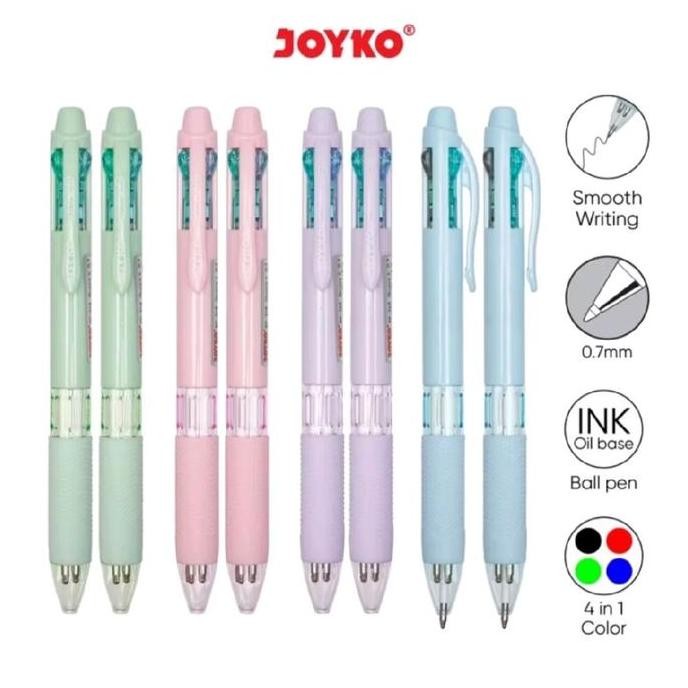 

Pulpen Joyko Bp-348 4 Warna Quaco 0.7Mm (12 Pcs)