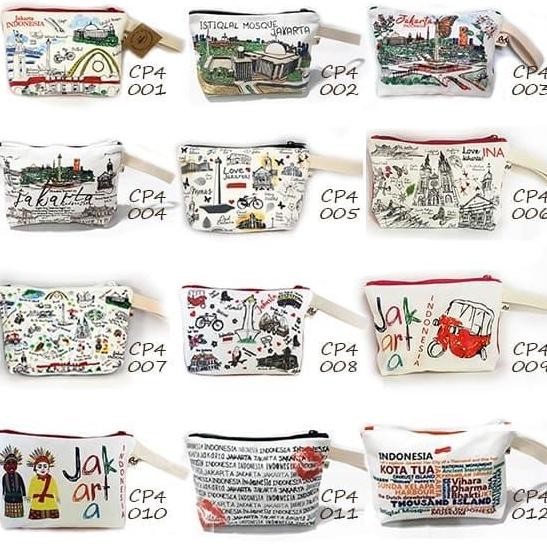 Pouch Kanvas Souvenir Khas Jakarta
