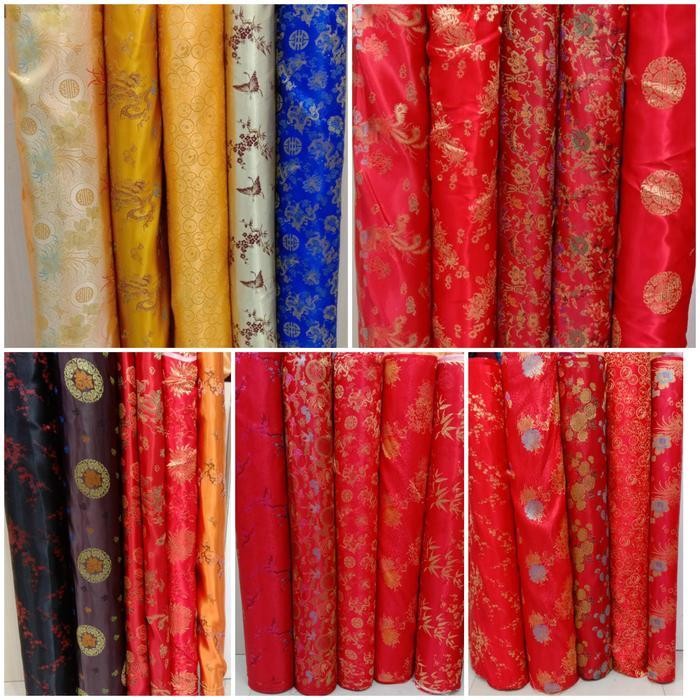 LFM Kain Cheongsam Chongsam Cina Motif Naga Bunga Koin