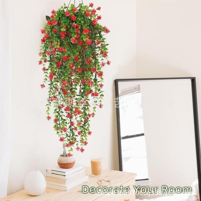 LFM DAUN ANGGREK JUNTAI 5 TANAMAN GANYUNG HIAS DEKORASI PLASTIK DAUN LONCENG ARTIFICIAL DAUN RAMBAT 