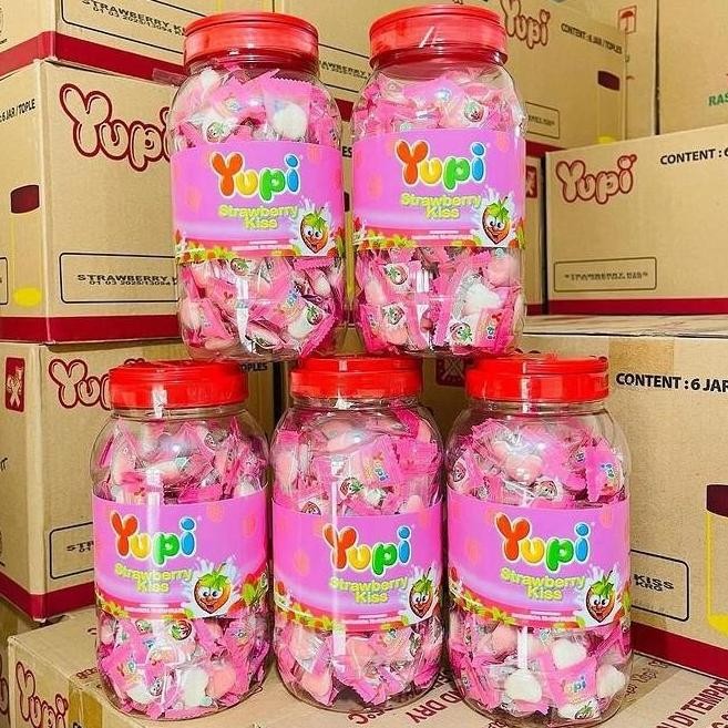 

(Allthebest) Yupi Toples Strawbery kiss Permen Jeli jar 300gram