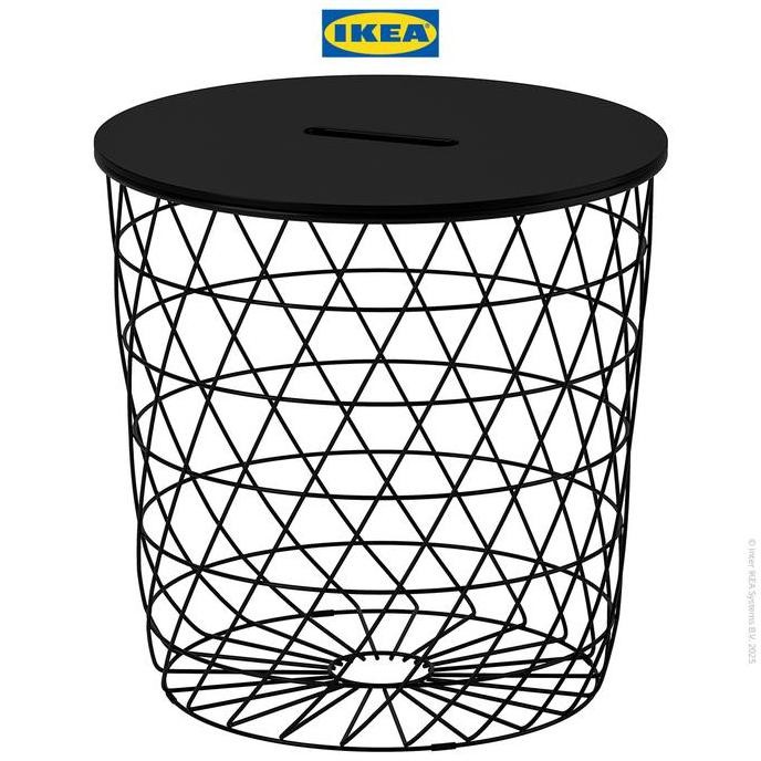 Ikea Kvistbro Meja Penyimpanan Samping Sofa Hitam Minimalis 44Cm Furniture