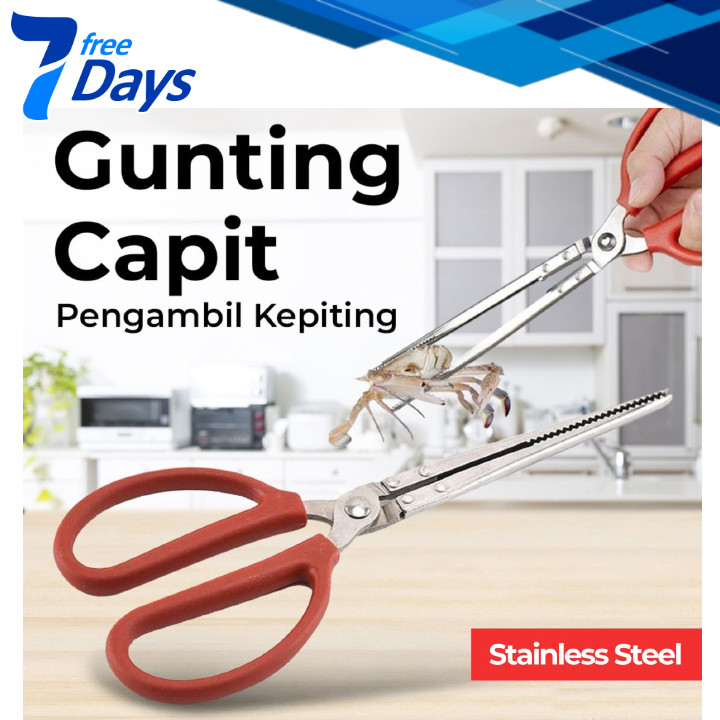 HOUSEEN Crab Tongs Gunting Capit Pengambil Kepiting Flat & Curve Capit Lobster Keong Gurita Sosis - 