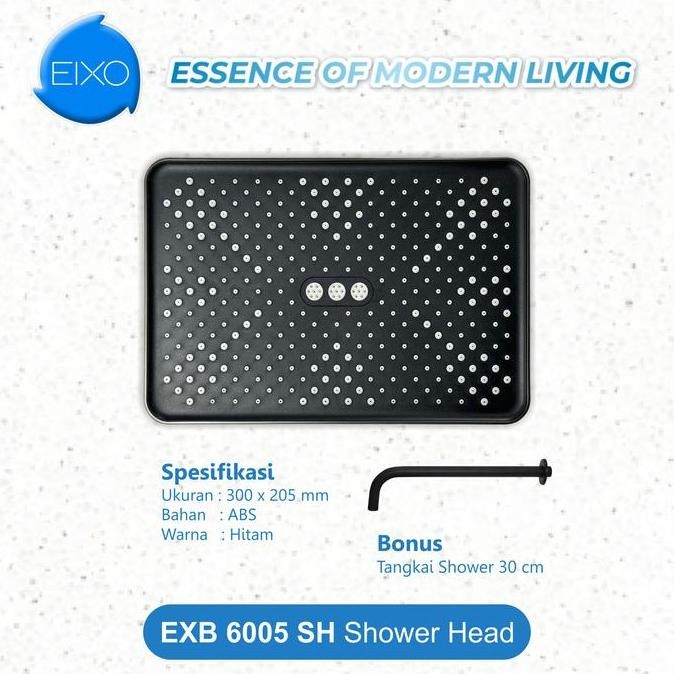 Shower Head Eixo Bufalo Exb 6005Sh Modern Warna Hitam Dengan Tangkai Stainless Steel 201 Dan Head Ab