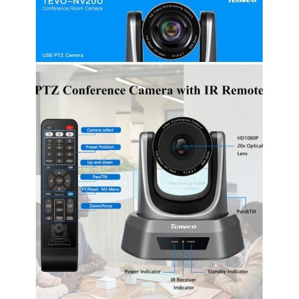 Tenveo Camera Nv20U / Nv20A 20X Ptz Fhd 1080P Conference Resmi Co