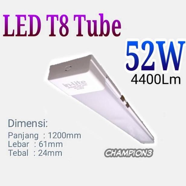Terlaris Lampu T8 Led 52W Panjang 120Cm 220V Super Terang In-Lite