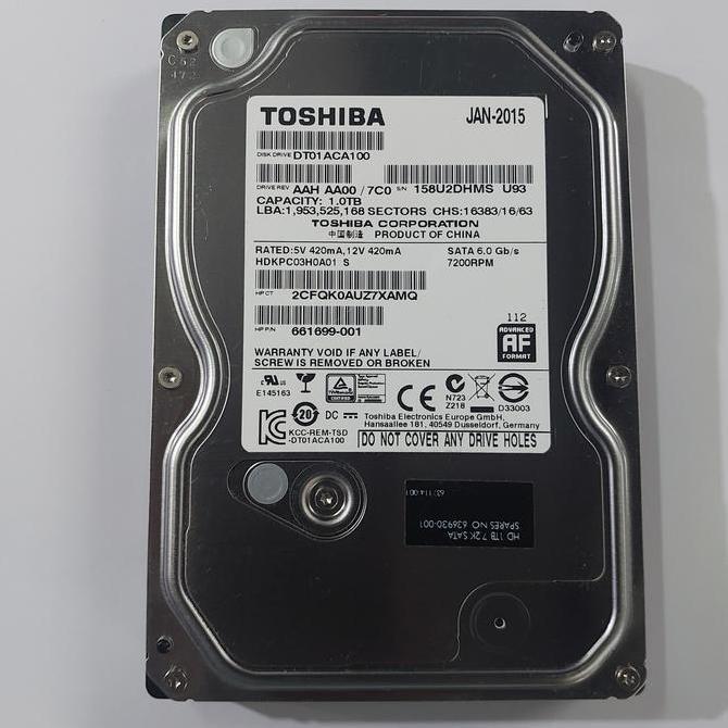 Hard Disk 1Tb Toshiba Copotan Cpu Builtup 3.5 Sata - Hardisk 1Tb Pc Komputer Hdd Toshiba Ori Co