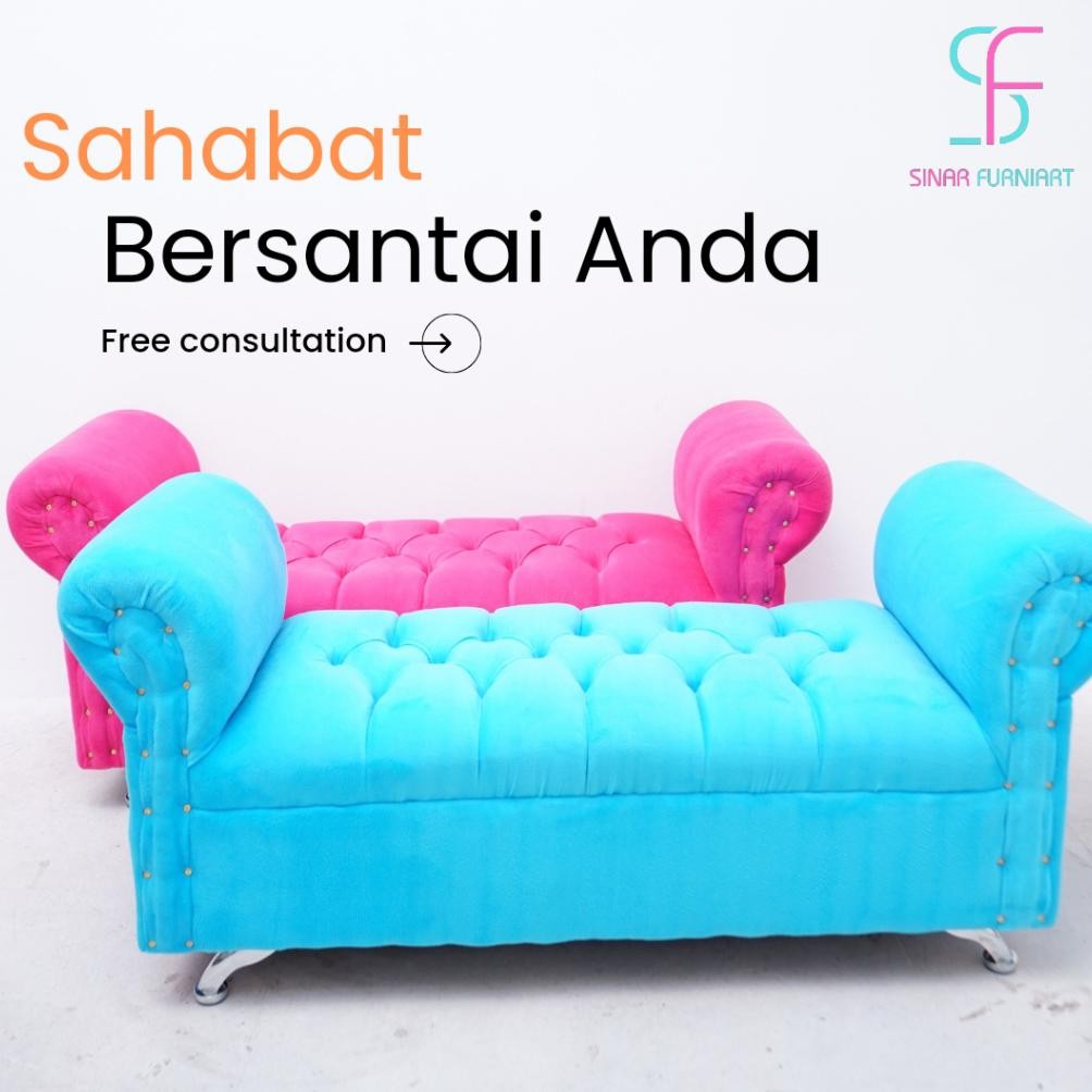 Terlaris Sofa Santai Mewah Minimalis Bench Tangan, Sofa Puff Bulat, Minimalist Desain