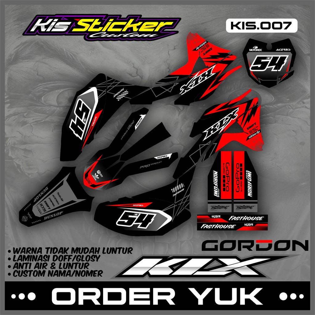 ( Cod ) Decal Stiker KLX Gordon Full Body - Sticker Striping Decal KLX Gordon Full Body Terbaru Cust