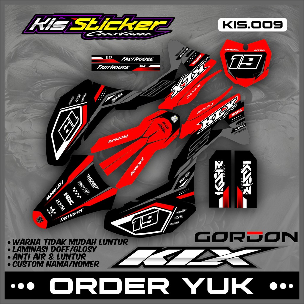 ( Cod ) Decal Stiker KLX Gordon Full Body - Sticker Striping Decal KLX Gordon Full Body Terbaru Cust