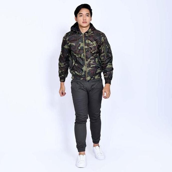 Grosir Emoline Bomber Jacket Army - Jaket Bomber Loreng Army Coklat Tua