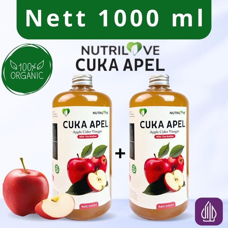 

Terlaris Cuka Sari Apel Organik Vinegar With Mother 1L Nutrilove - Asam Lambung - Diet Detox Alami ,.