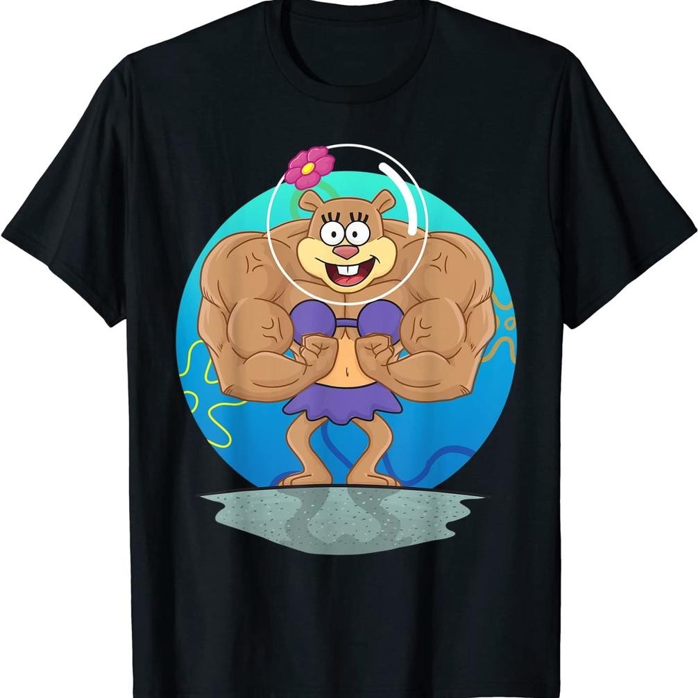 Kaos Spongebob Squarepants Sandy Cheeks Muscle T-Shirt Unisex Kaos Distro Kaos Branded Kaos Vintage 