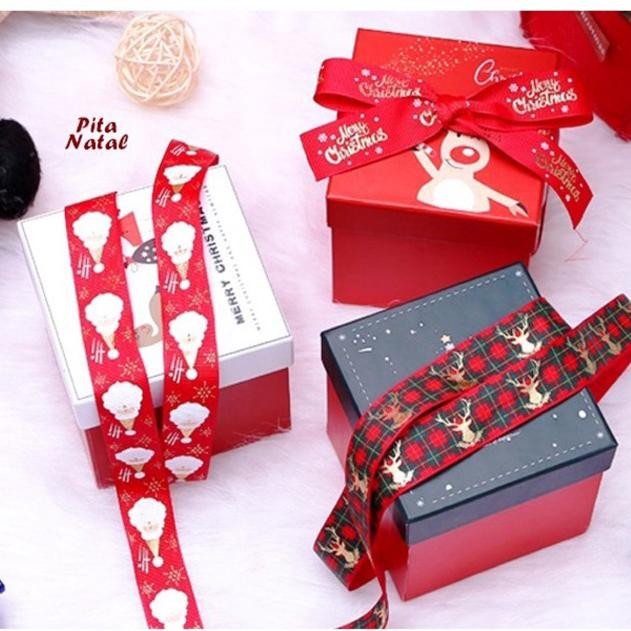 

2.5 CM Pita Natal ISI 5 YARD Pita bingkisan Natal Hampers Natal Kado Natal Christmas Bow aSt
