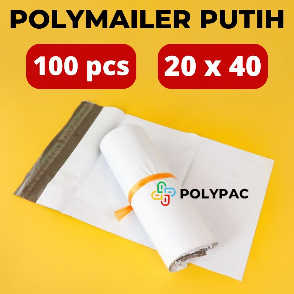 

Polymailer PUTIH [20x40] isi 100 pcs - Polymailer Putih Premium aSt