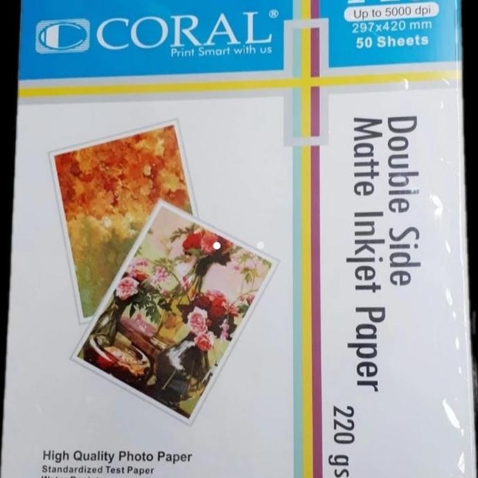 

Siap Kirim Kertas CORAL Matte Paper A3 Double Side 220gsm Cetak Inkjet Laser