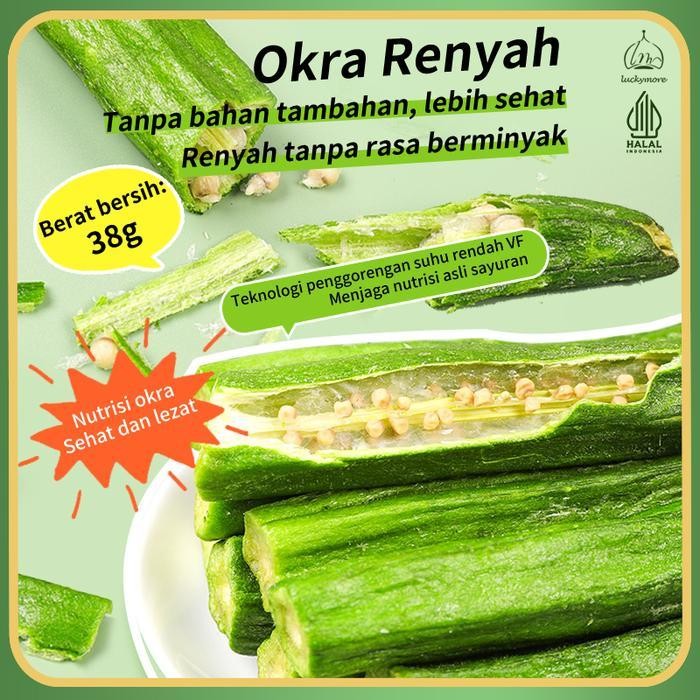 

Ccf LuckymoreHalal Okra Renyah 38Gr, Keripik Okra, Keripik Sayur, Okra Kering, Cemilan Sehat, Snack Sehat Rendah Kalori, Okra Crispy