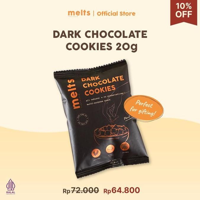 

Melts Dark Chocolate Cookies Sachet Snack Sereal Cokelat Renyah Stok Terbatas