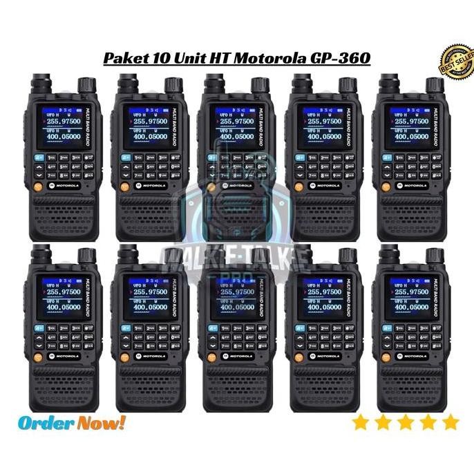 Promo Beli 10 Unit Makin Murah HT Motorola GP360 Type-C Charger Jarak Jauh VHF UHF Dual Band Handy T