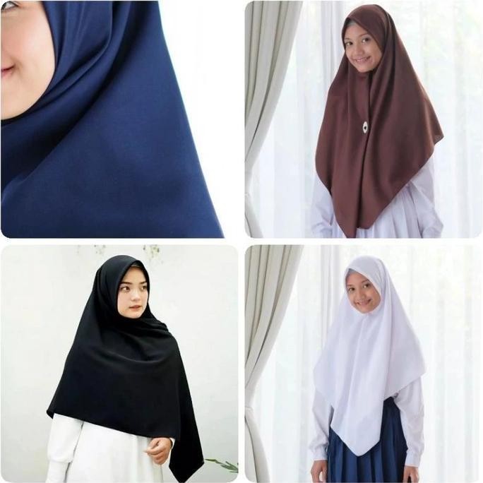 (Allthebest) TERMURAH  KERUDUNG SEKOLAH PRAMUKA DAN PUTIH BAHAN COTTON POLINO PREMIUM AZARA JILBAB H