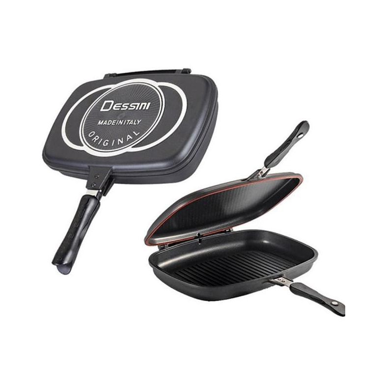 NC DESSINI ITALY DP-36 Granite Aluminium Non Stick Double Sided Pressure Grill Fry Pan Cookware 36 c