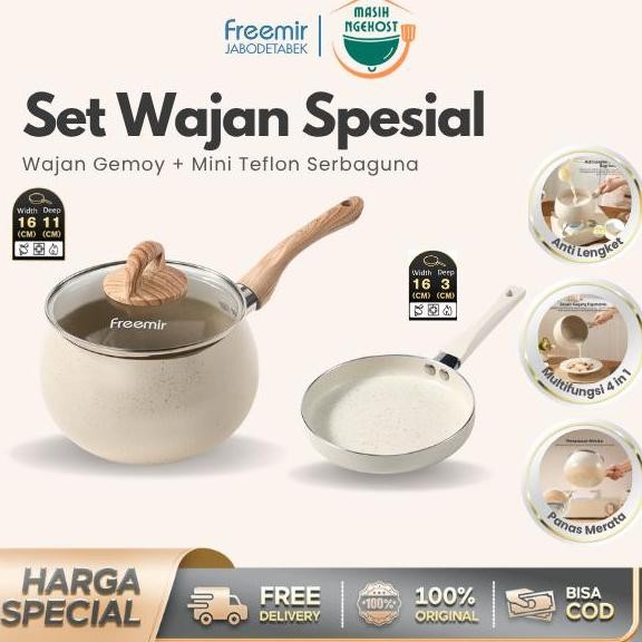 NC [Masih Ngekost] freemir Panci Susu Gemoy 16 cm+Teflon 20cm Anti Tumpah Panci Kolek Panci Puding B