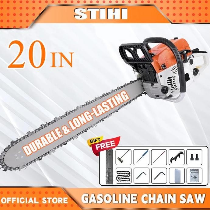 TD [COD] Mesin Potong Kayu 52CC 20inch Chainsaw 2Tak Untuk Gergaji Mesin Alat Outdoor Mesin Gergaji 