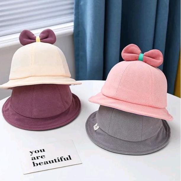 Topi  Anak Perempuan / Topi Anak Polos Pita Perempuan