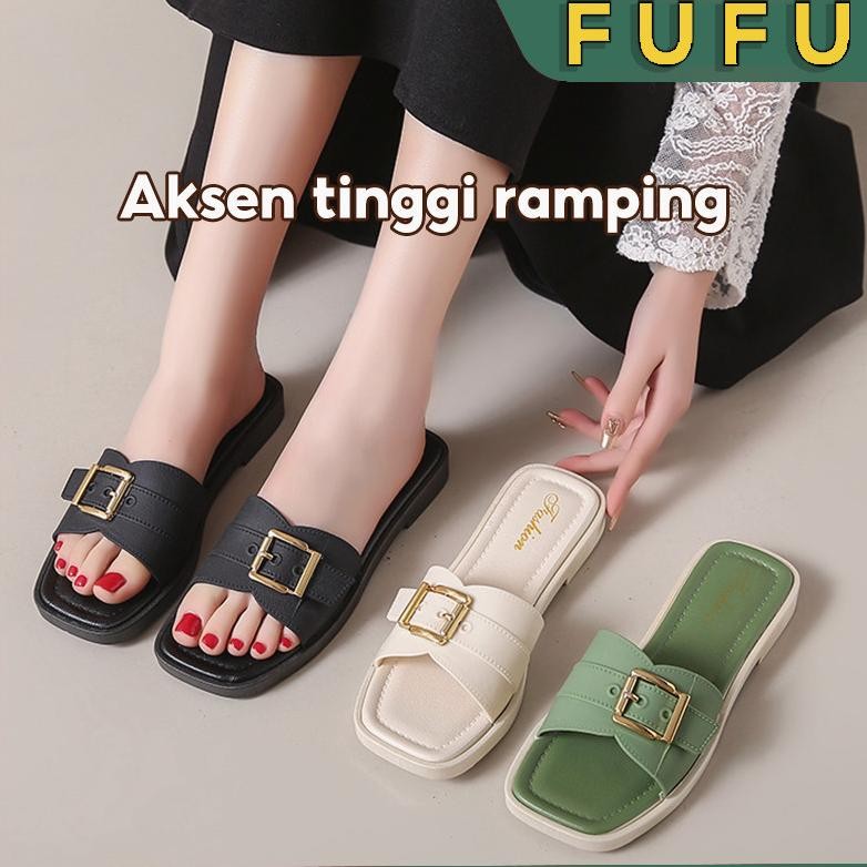 Trendy FUFU Sandal slop wanita / sandal teplek fashion / sandal casual ,.