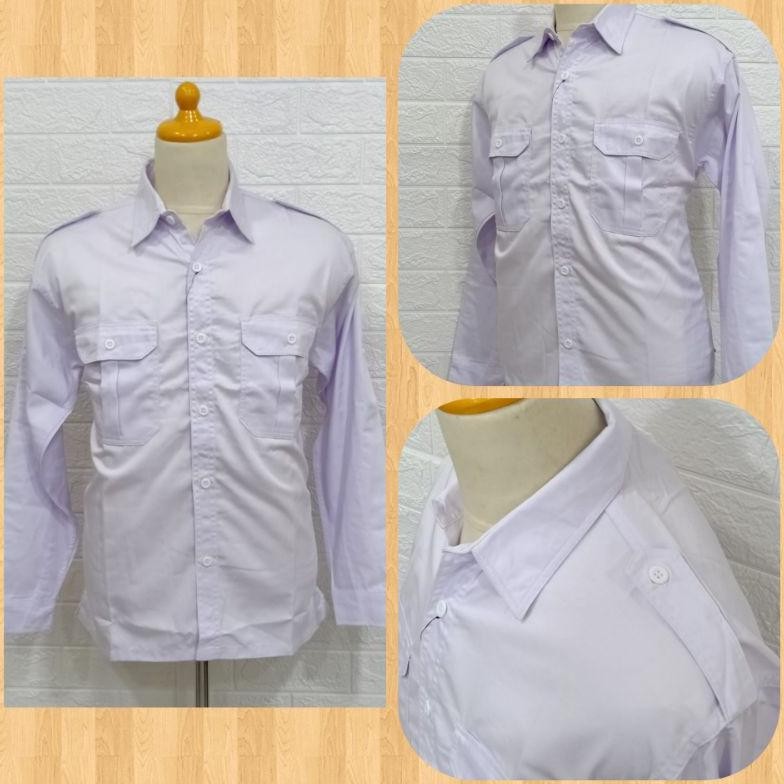 Trend - Enzino Kameja PDH PDL PNS Putih Hitam Pria Lengan Panjang Baju Kerja Kantor Outdoor Bahan Ka