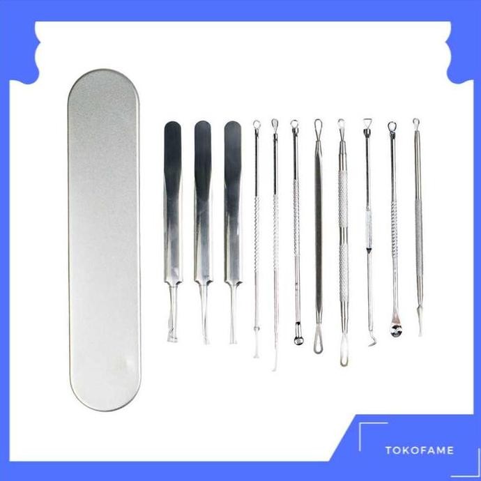 Set Alat Perawatan Wajah Pinset Komedo Jerawat Stainless Steel Lengkap