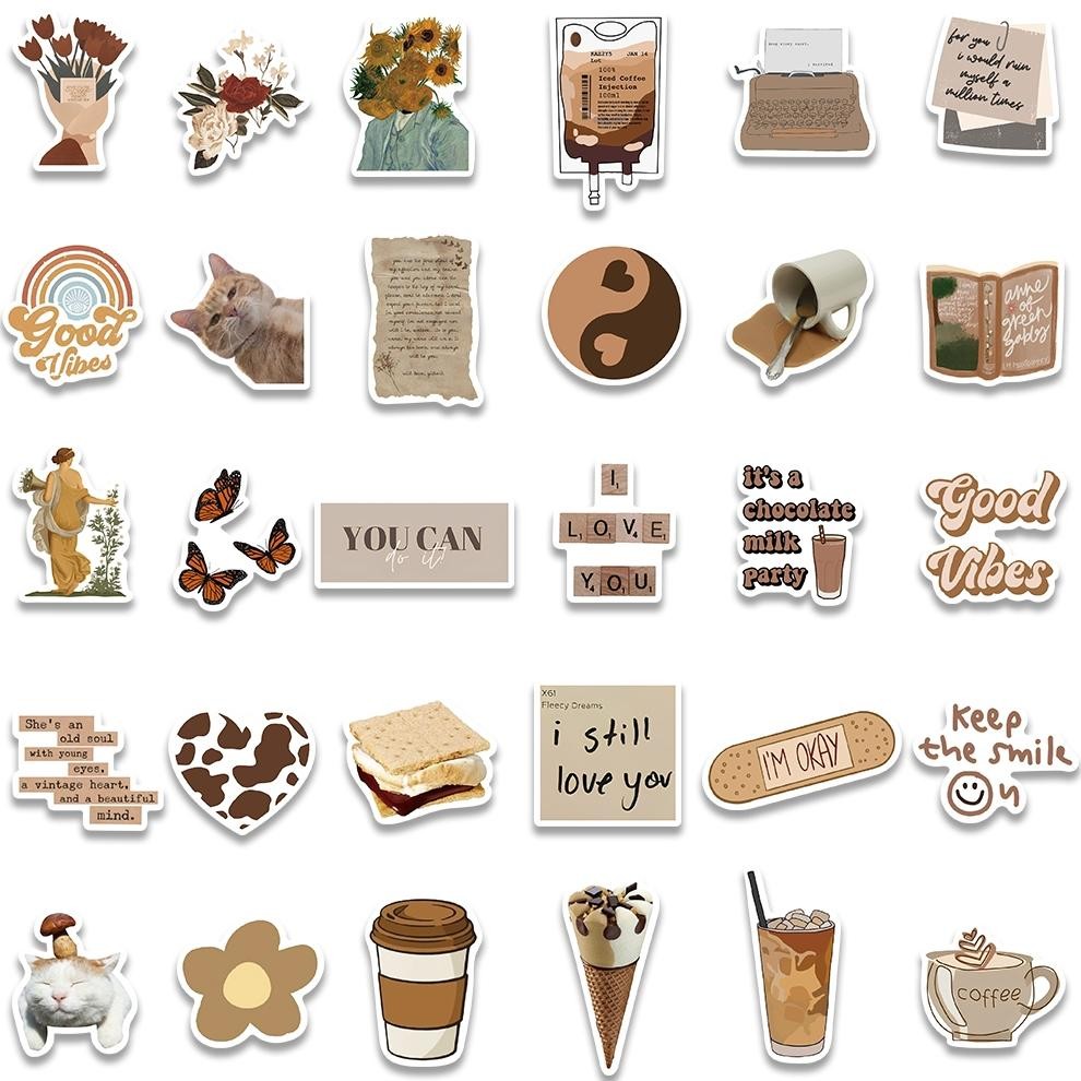 

Stiker Set Stiker Paket New Gaya lucu Brown Retro Stiker Y2K Stiker Anti Air Stikers Berperekat Waterproof sticker decal buat Motor Helm Buku Journal Koper Casing HP Laptop Botol Minum CG-27