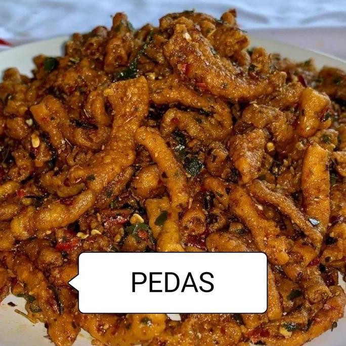 

RPS Usus Krispi / kripik usus 500 Gram / 500Gram usus Crispy bumbu Pedas daun jeruk bos kriuk Cemilan Food Snacks