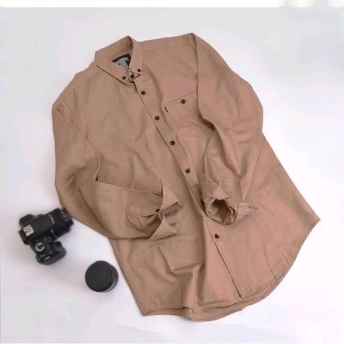 ST Kemeja Hem Polos Slimfit Pria Dewasa Model Lengan Panjang Bahan Katun Warna Hitam Putih Navy dan 