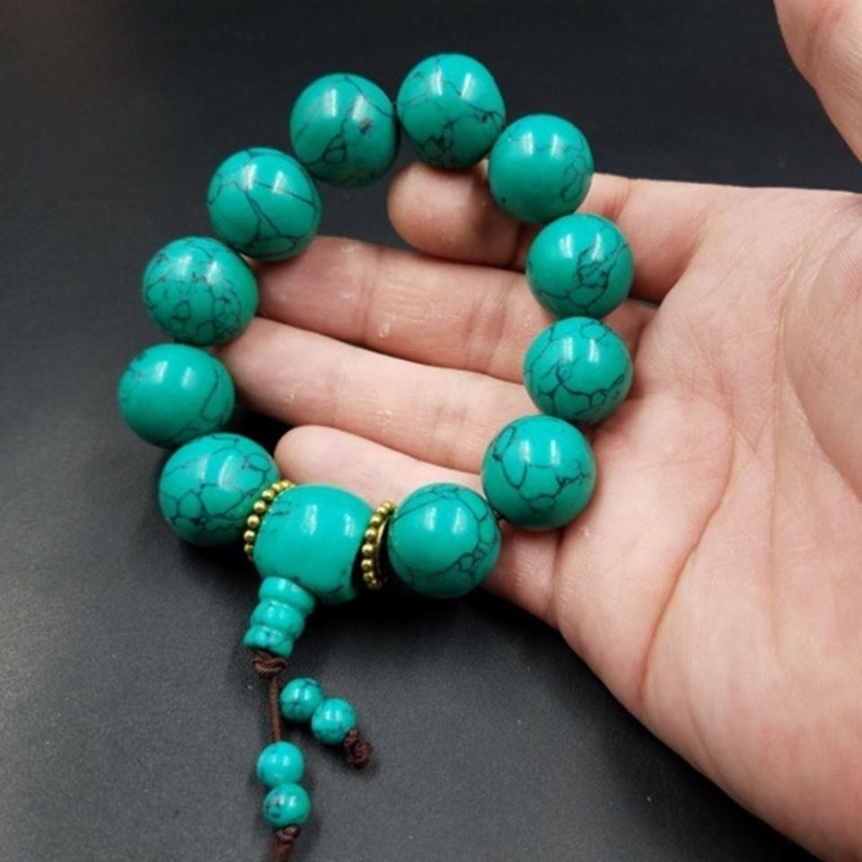 [Saror]18mm Gelang untuk Pria dan Wanita, Gelang Turquoise Gaya Kuno