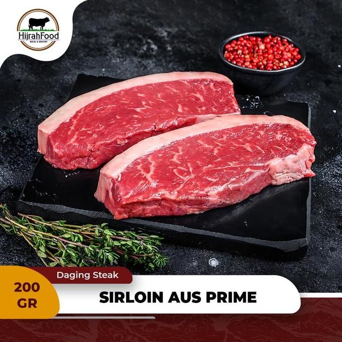 

Hijrahfood Sirloin Steak Aus - Grade Prime | Daging Sapi Striploin Beef Pasti Promo