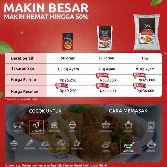 

Bumbu American Fried Chicken - Cairo Food 100 Gr Pasti Promo