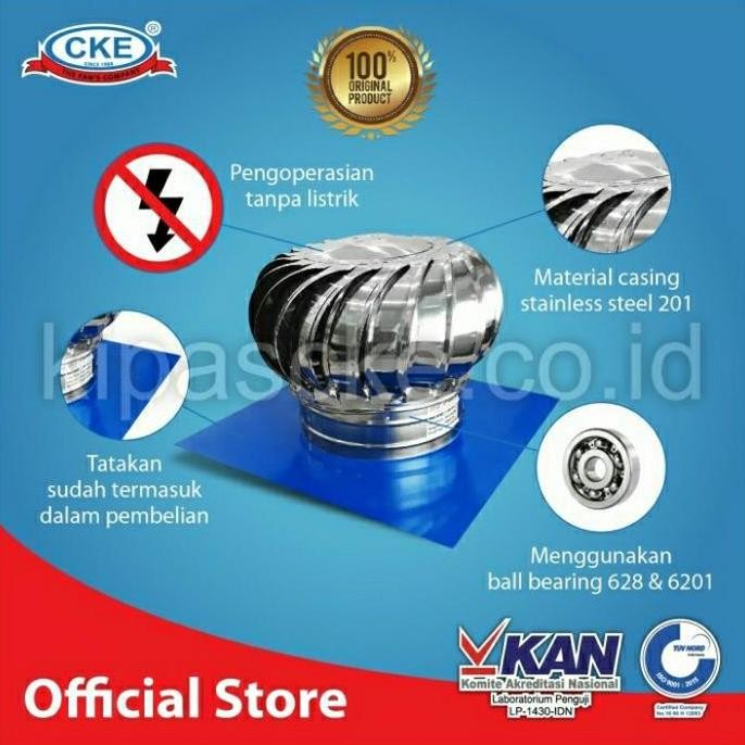TURBIN VENTILATOR STAINLESS STELL 14 INCH 350MM VENTILATOR ATAP PLAFON ORIGINAL DAN TERPERCAYA
