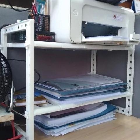 Meja Printer Rak Besi Buku Laci Kantor Minimalis Tempat Box File Kokoh