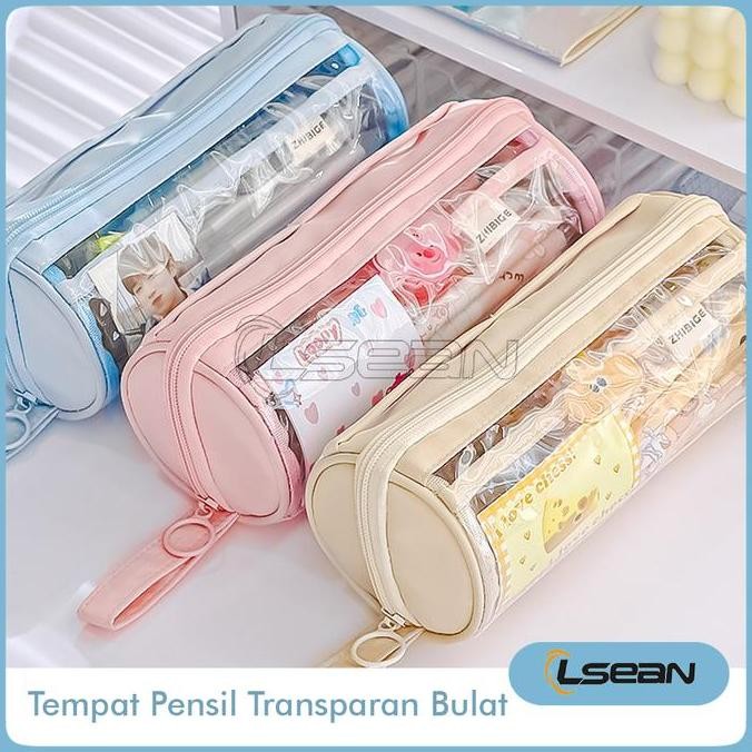 

TERSEDIA TEMPAT PENSIL TRANSPARAN ESTETIK BULAT KAPASITAS BESAR STATIONERY MULTIFUNGSI