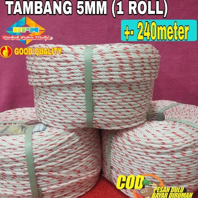 

Tali Tambang Roll 5Mm Panjang 240 Meter/Tali Tambang Dadong/Tali Tambang Pengikat Barang/Tali Tambang Truck,Pick Up,Losbak/Tali Tambang Co