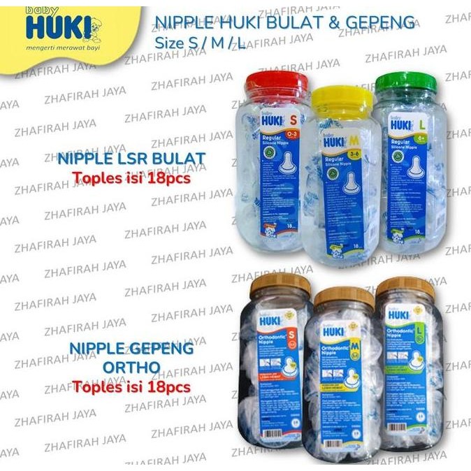 Huki Pentil Dot Bayi Bulat Dan Gepeng 1 Toples Isi 18Pcs Nipple Huki 1 Toples Isi 18Pcs