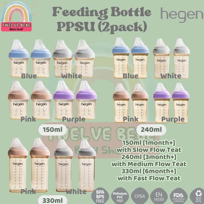 Hegen Feeding Bottle Isi 2Pcs 150Ml 240Ml 330Ml / Botol Susu Bayi Baby Newborn