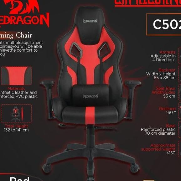 Redragon Capricornus C502 Quality Kursi Gaming Chair Red