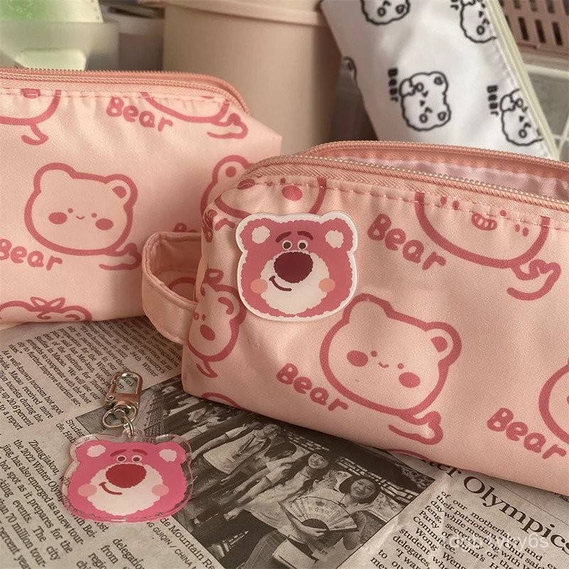 

Disney Large Capacity Pencil Case Kawaii Lotso Huggin Bear School Student Stationery Box Pencil Box Children Pen Bag With Badges 4CDU