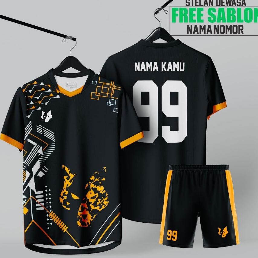 Gratis Sablon Nama Nomor Punggung Baju Bola Futsal Pria Wanita Set Baju Celana Dewasa Jersey Futsal
